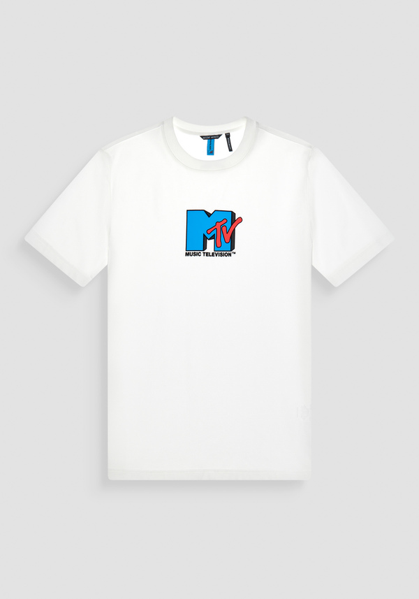 T-SHIRT « MTV » COUPE RÉGULIÈRE EN COTON MÉLANGÉ AVEC IMPRESSION - Antony Morato Online Shop