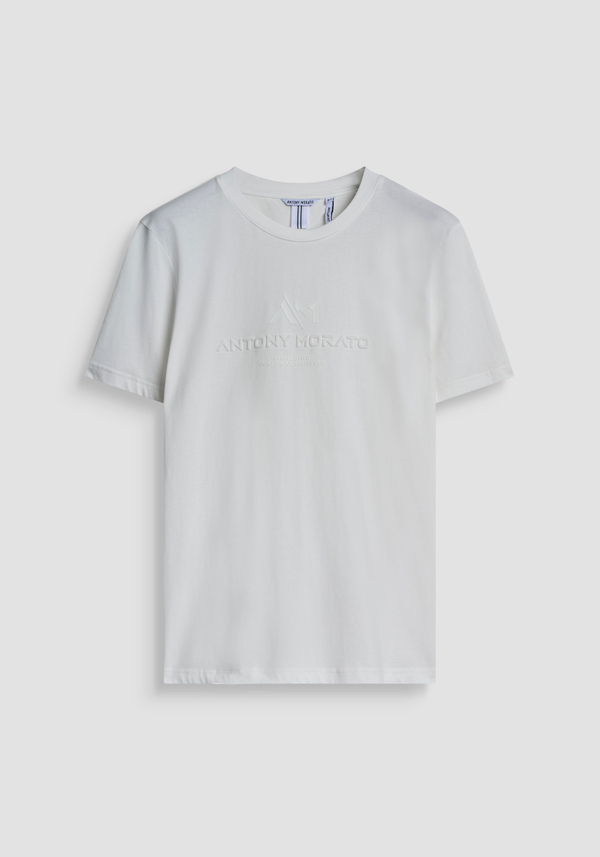 T- REGULAR FIT COTTON JERSEY T-SHIRT WITH RUBBER LOGO PRINT - Antony Morato Online Shop