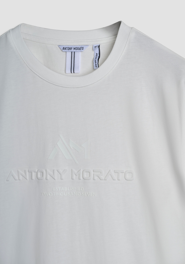 T- REGULAR FIT COTTON JERSEY T-SHIRT WITH RUBBER LOGO PRINT - Antony Morato Online Shop