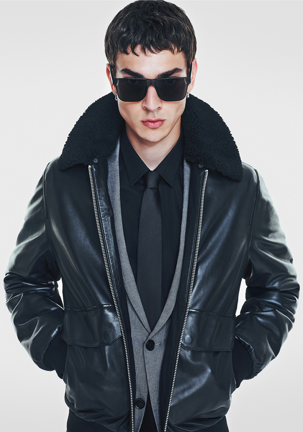 REGULAR FIT REAL LEATHER JACKET WITH TEDDY COLLAR - Antony Morato Online Shop