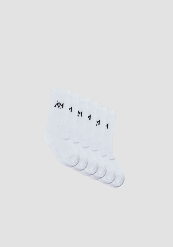 SET OF THREE PAIRS OF COTTON-BLEND TERRY SOCKS WITH EMBROIDERED LOGO - Antony Morato Online Shop