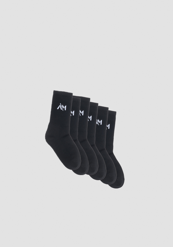 SET OF THREE PAIRS OF COTTON-BLEND TERRY SOCKS WITH EMBROIDERED LOGO - Antony Morato Online Shop
