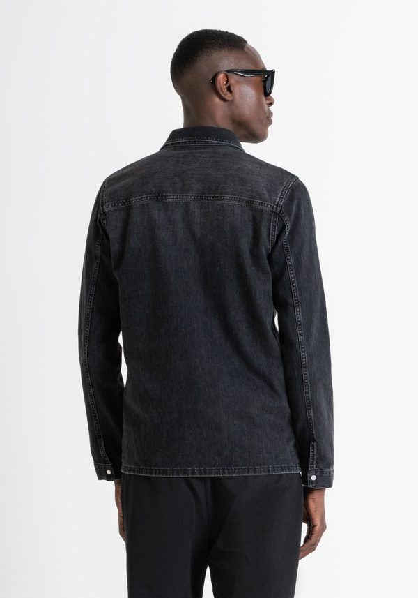 REGULAR FIT SHIRT IN BLACK DENIM - Antony Morato Online Shop