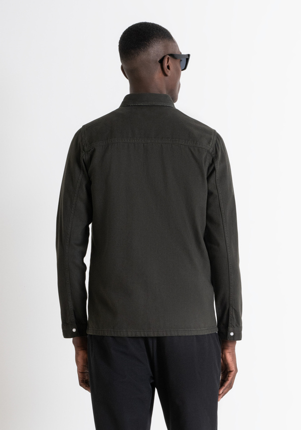 REGULAR FIT SHIRT IN GREEN DENIM WITH POCKETS - Antony Morato Online Shop