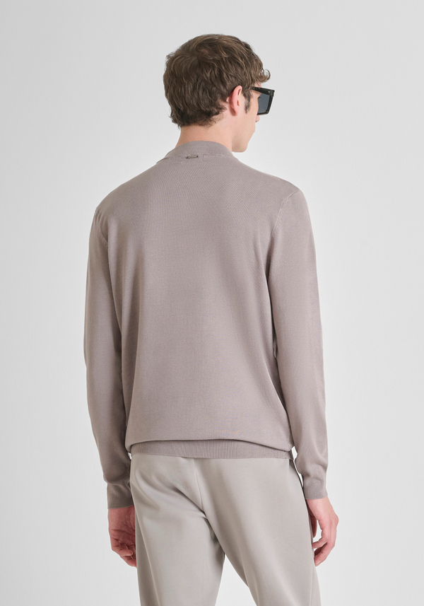 SLIM FIT COTTON JERSEY SWEATER IN STRETCH VISCOSE BLEND WITH COLLAR - Antony Morato Online Shop