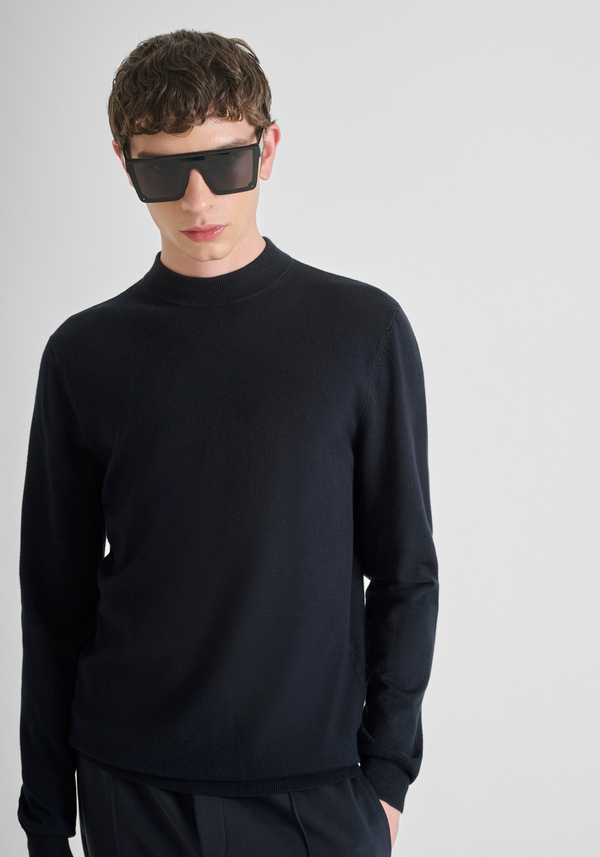 PULL SLIM FIT EN JERSEY DE COTON EN MÉLANGE DE VISCOSE STRETCH AVEC COL - Antony Morato Online Shop