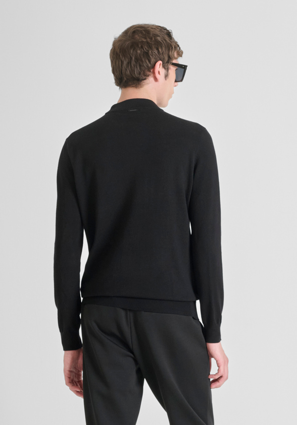 SLIM FIT COTTON JERSEY SWEATER IN STRETCH VISCOSE BLEND WITH COLLAR - Antony Morato Online Shop