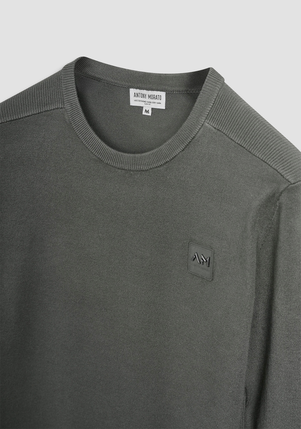 PULL SLIM FIT EN MÉLANGE VISCOSE AVEC PATCH LOGO - Antony Morato Online Shop