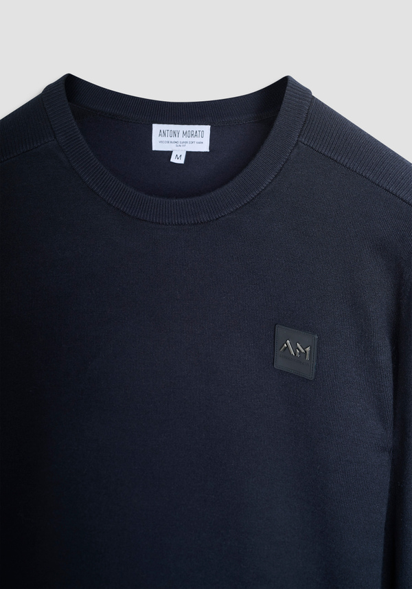 PULLOVER SLIM FIT AUS VISKOSEMISCHUNG MIT LOGO-PATCH - Antony Morato Online Shop