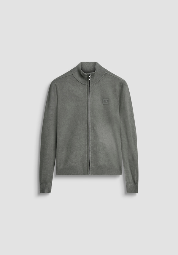 PULL SLIM FIT EN MÉLANGE VISCOSE AVEC PATCH LOGO ET ZIP - Antony Morato Online Shop