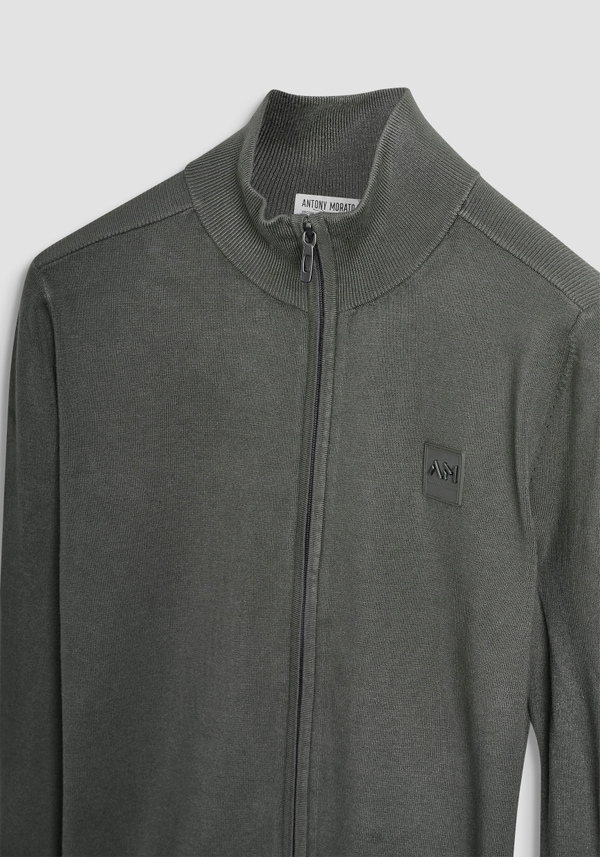 PULL SLIM FIT EN MÉLANGE VISCOSE AVEC PATCH LOGO ET ZIP - Antony Morato Online Shop