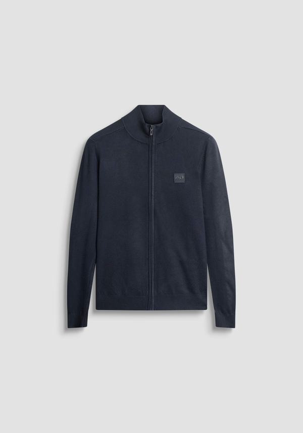 PULLOVER SLIM FIT AUS VISKOSEMISCHUNG MIT LOGO-PATCH UND REISSVERSCHLUSS - Antony Morato Online Shop