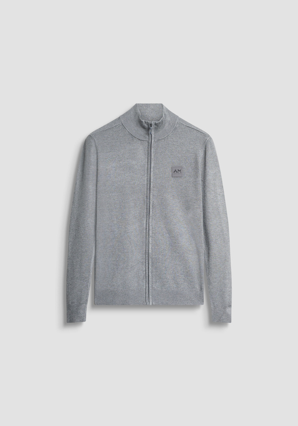 PULL SLIM FIT EN MÉLANGE VISCOSE AVEC PATCH LOGO ET ZIP - Antony Morato Online Shop