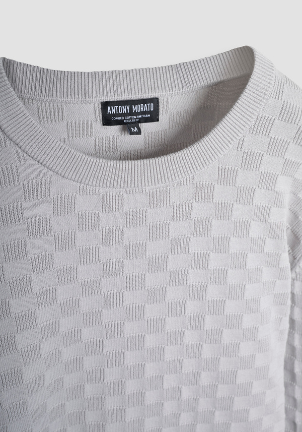 PULL COL ROND COUPE REGULAR EN COTON À MOTIF JACQUARD - Antony Morato Online Shop