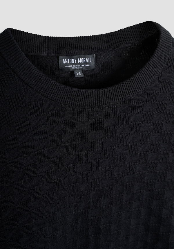 PULL COL ROND COUPE REGULAR EN COTON À MOTIF JACQUARD - Antony Morato Online Shop
