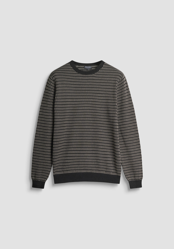REGULAR FIT COTTON SWEATER WITH GEOMETRIC PATTERN - Antony Morato Online Shop