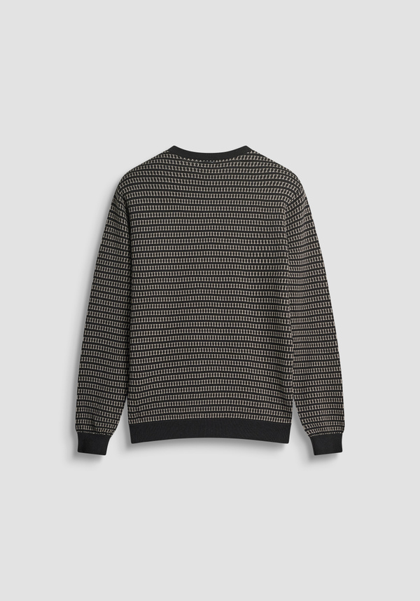 REGULAR FIT COTTON SWEATER WITH GEOMETRIC PATTERN - Antony Morato Online Shop