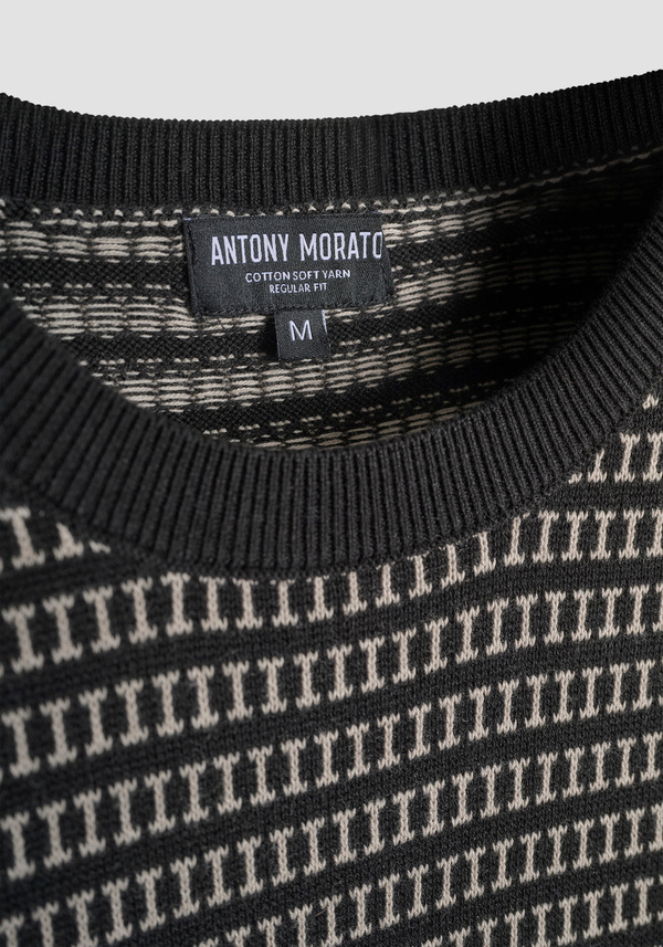 REGULAR FIT COTTON SWEATER WITH GEOMETRIC PATTERN - Antony Morato Online Shop
