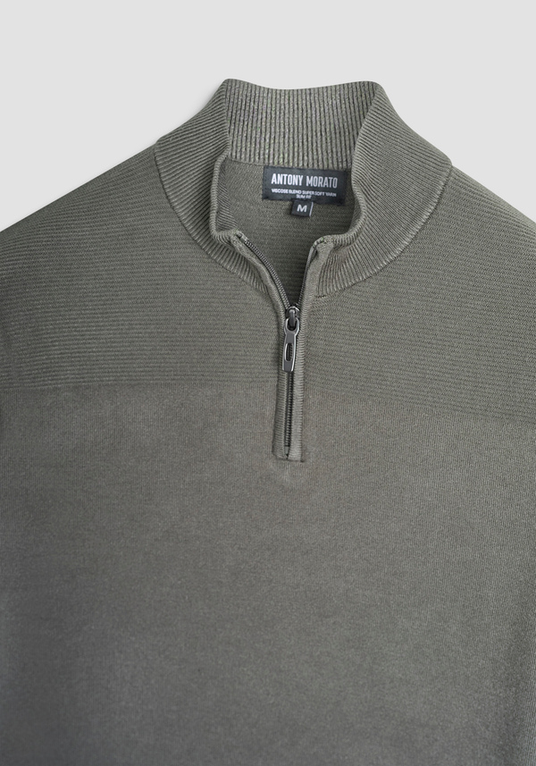 SLIM FIT SWEATER IN VISCOSE BLEND WITH ZIP - Antony Morato Online Shop