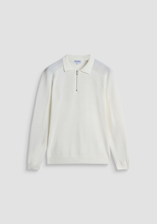 REGULAR FIT MERINO WOOL BLEND JERSEY WITH ZIP - Antony Morato Online Shop