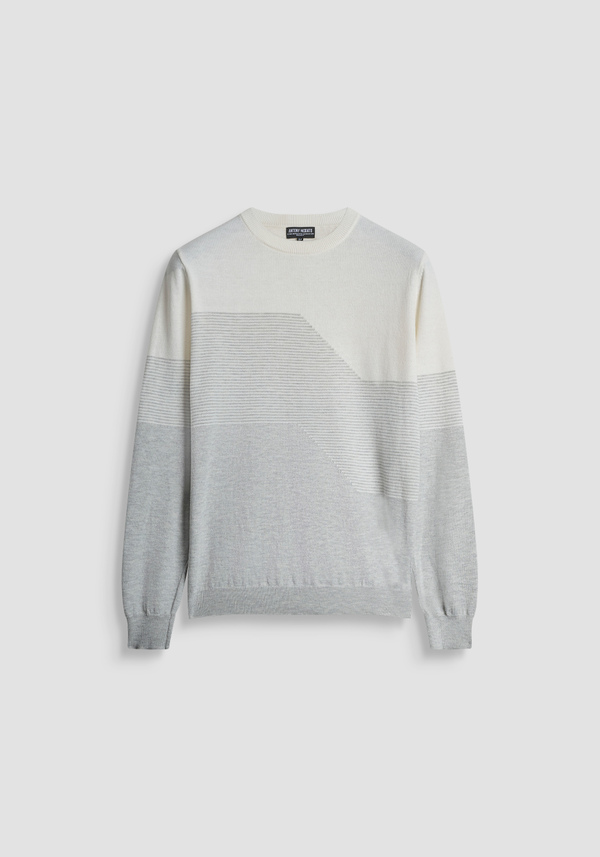 PULL COUPE REGULAR EN MÉLANGE DE LAINE MÉRINOS À MOTIF GÉOMÉTRIQUE - Antony Morato Online Shop