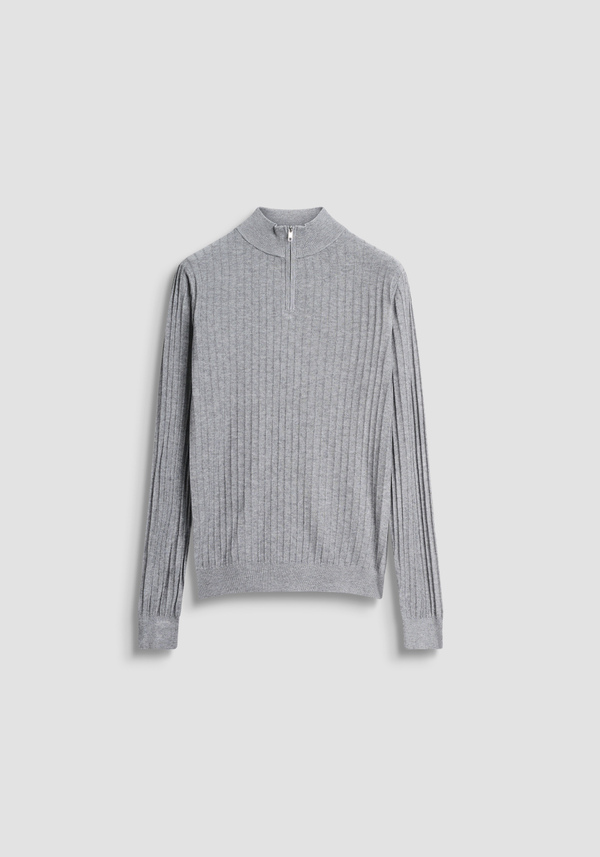 SLIM FIT SWEATER IN WOOL BLEND WITH ZIP - Antony Morato Online Shop