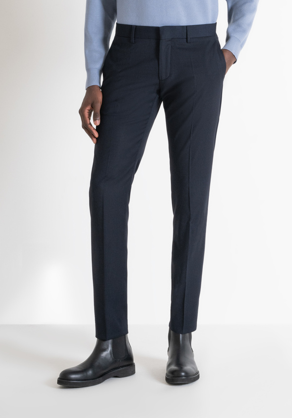 PANTALON « BONNIE » SLIM FIT EN VISCOSE ÉLASTIQUE AVEC MOTIF - Antony Morato Online Shop