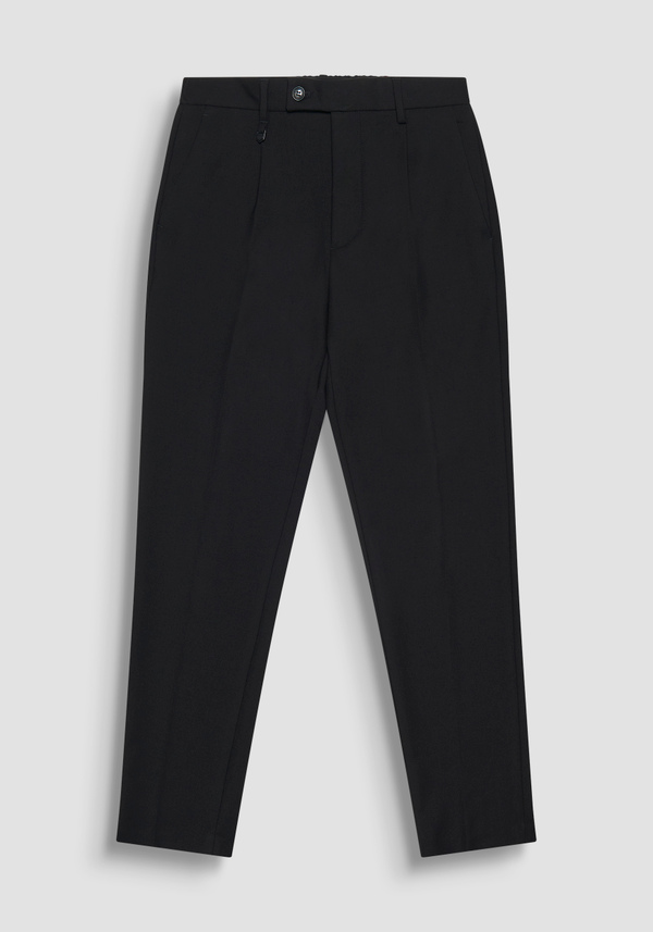 REGULAR FIT BLACK "LUIS" TROUSERS IN WOOL BLEND - Antony Morato Online Shop