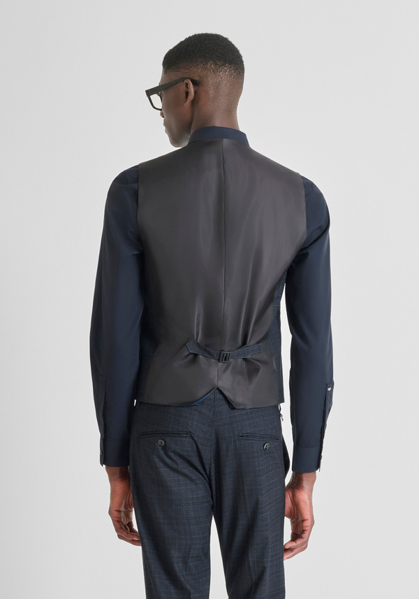 SLIM FIT VEST IN STRETCH VISCOSE PRINCE OF WALES PRINT - Antony Morato Online Shop