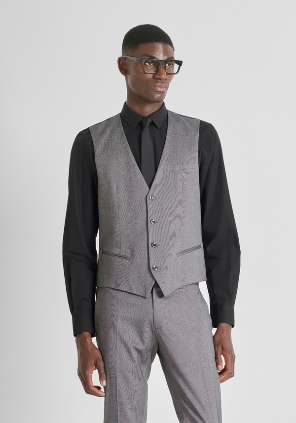 SLIM FIT VEST IN STRETCH VISCOSE MICRO PATTERN PRINT - Antony Morato Online Shop