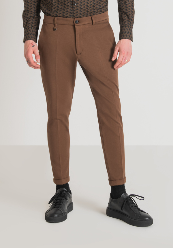 "ASHE" SUPER SKINNY FIT TROUSERS IN SOLID-COLOUR VISCOSE BLEND - Antony Morato Online Shop