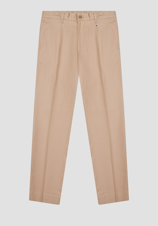 "GUSTAF" CARROT-FIT TROUSERS IN LINEN BLEND - Antony Morato Online Shop