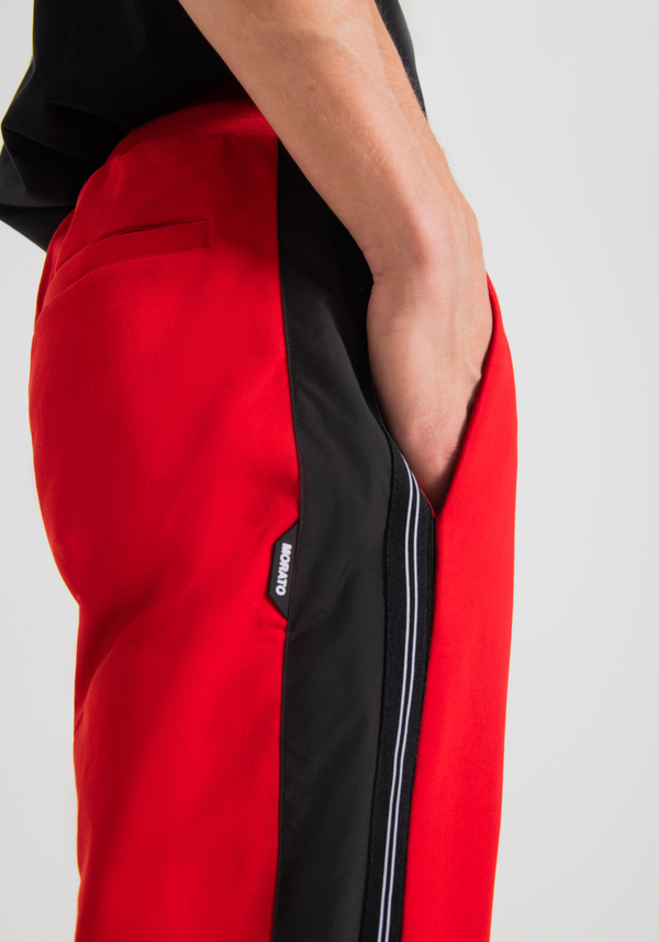 SLIM FIT SWEATPANTS IN STRETCH COTTON WITH CONTRAST IN TECHNICAL FABRIC - Antony Morato Online Shop