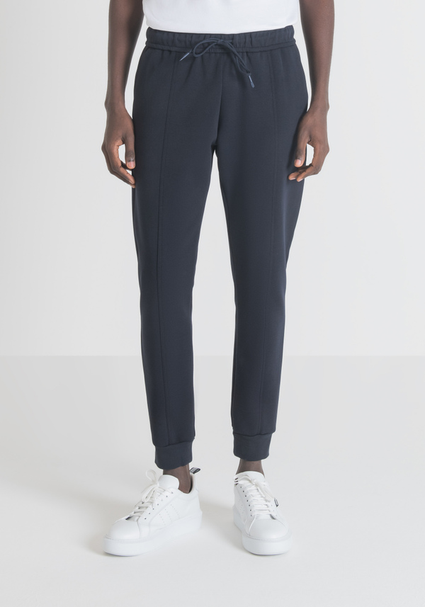 PANTALON MOLLETONNÉ SLIM FIT EN COTON MÉLANGÉ DOUX AVEC PLI CENTRAL - Antony Morato Online Shop