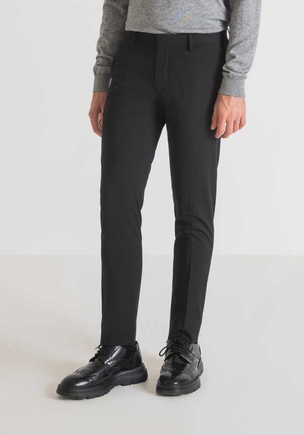 "BONNIE" SLIM-FIT TROUSERS IN STRETCH WOOL BLEND WITH PLEATS - Antony Morato Online Shop