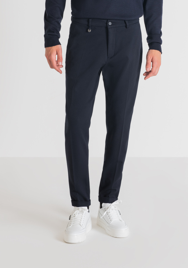 "ASHE" SUPER-SKINNY-FIT TROUSERS IN STRETCH FABRIC WITH TURN-UP AT THE HEM - Antony Morato Online Shop