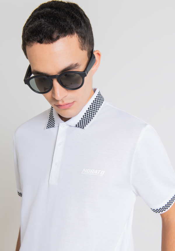 POLO SLIM FIT IN PIQUET DI COTONE CON STAMPA “MORATO” GOMMATA - Antony Morato Online Shop