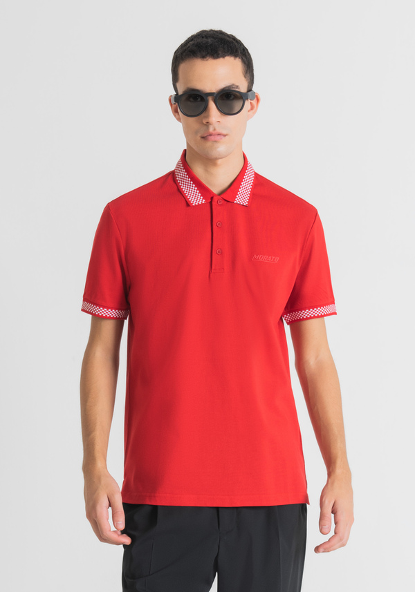 POLO SLIM FIT IN PIQUET DI COTONE CON STAMPA “MORATO” GOMMATA - Antony Morato Online Shop