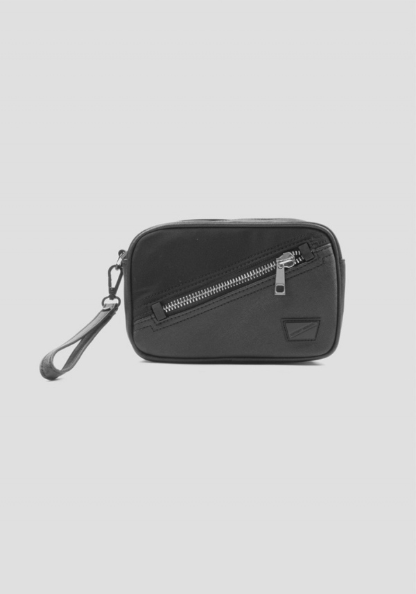 POUCH DE POPELINA Y PIEL SINTÉTICA SAFFIANO - Antony Morato Online Shop