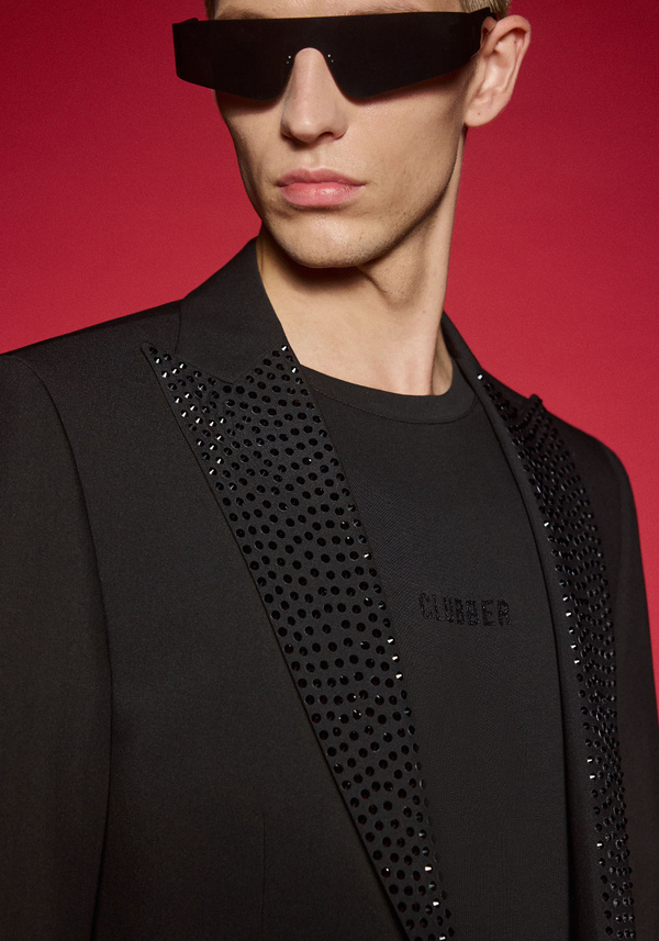 SLIM FIT COTTON BLEND CREW NECK T-SHIRT WITH LUREX PRINT - Antony Morato Online Shop