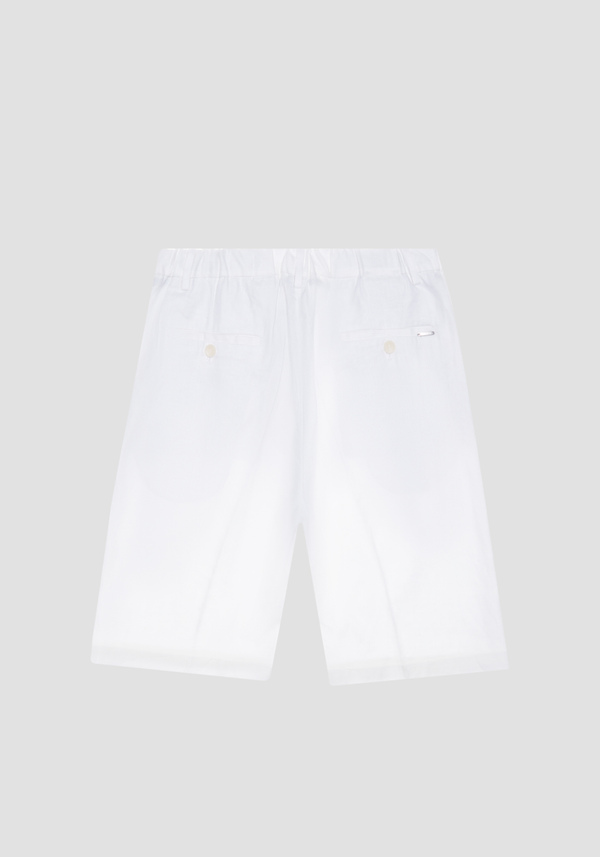 "GUSTAF" CARROT-FIT SHORTS IN LINEN BLEND WITH CENTRAL PLEAT - Antony Morato Online Shop