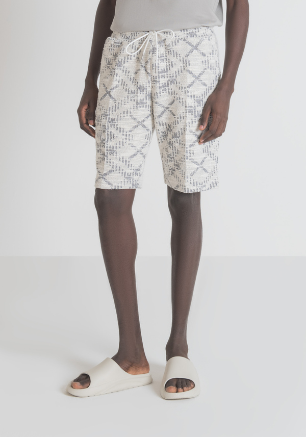 SHORTS REGULAR FIT IN SWEATSHIRTSTOFF AUS BAUMWOLL-MISCHGEWEBE MIT ALL-OVER-MUSTER - Antony Morato Online Shop