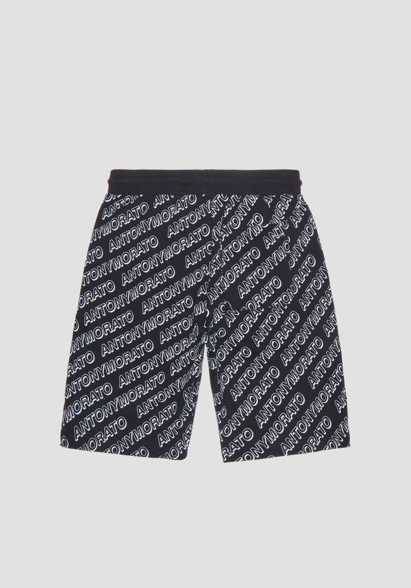 REGULAR FIT SWEATSHORTS IN SOFT STRETCH COTTON WITH ALL-OVER LOGO PRINT - Antony Morato Online Shop