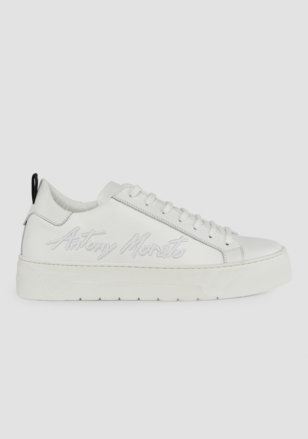 "FLARE" LOW-TOP SNEAKERS IN 100% LEATHER WITH SIDE LOGO - Antony Morato Online Shop