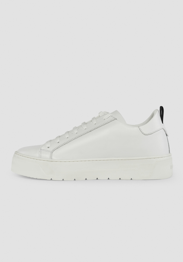 "FLARE" LOW-TOP SNEAKERS IN 100% LEATHER WITH SIDE LOGO - Antony Morato Online Shop