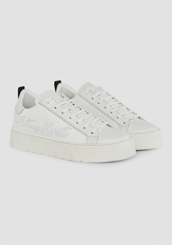 "FLARE" LOW-TOP SNEAKERS IN 100% LEATHER WITH SIDE LOGO - Antony Morato Online Shop
