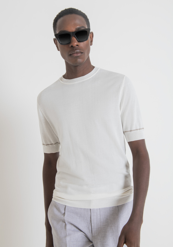 T-SHIRT IN MAGLIA SLIM FIT IN FILATO DI COTONE MERCERIZZATO - Antony Morato Online Shop
