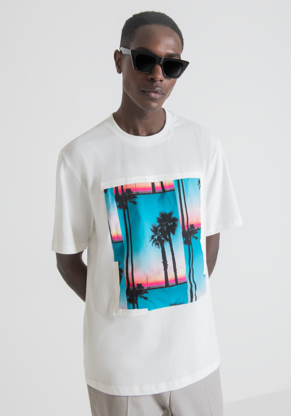 OVERSIZED T-SHIRT IN PURE COTTON WITH SUNSET PRINT - Antony Morato Online Shop