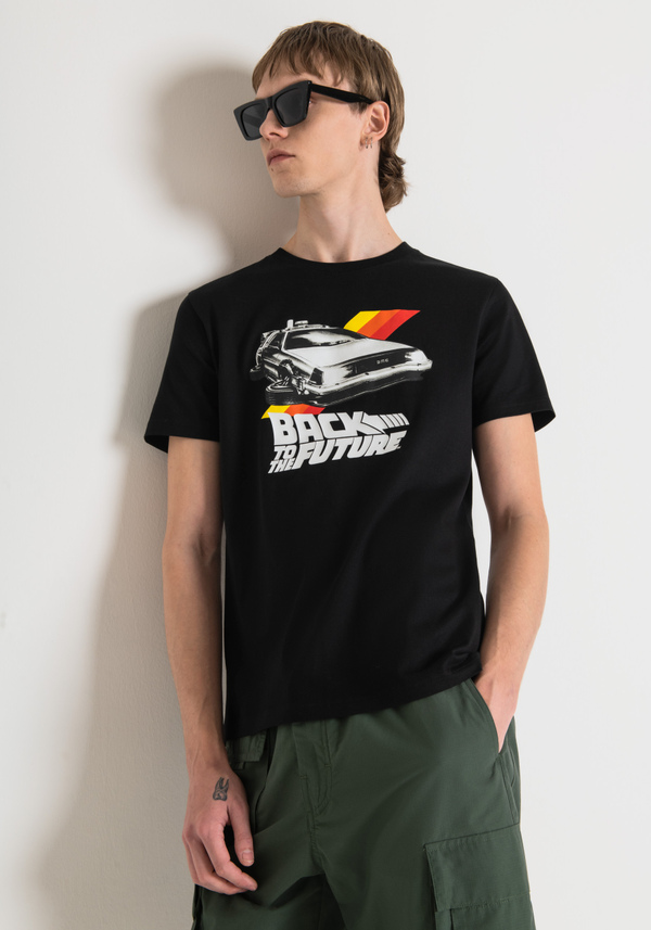 REGULAR-FIT COTTON T-SHIRT WITH "BACK TO THE FUTURE" PRINT - Antony Morato Online Shop