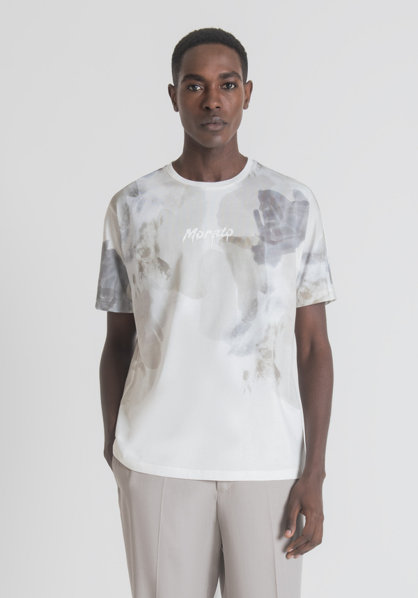 REGULAR-FIT T-SHIRT IN PURE COTTON WITH WATERCOLOUR-EFFECT PRINT - Antony Morato Online Shop